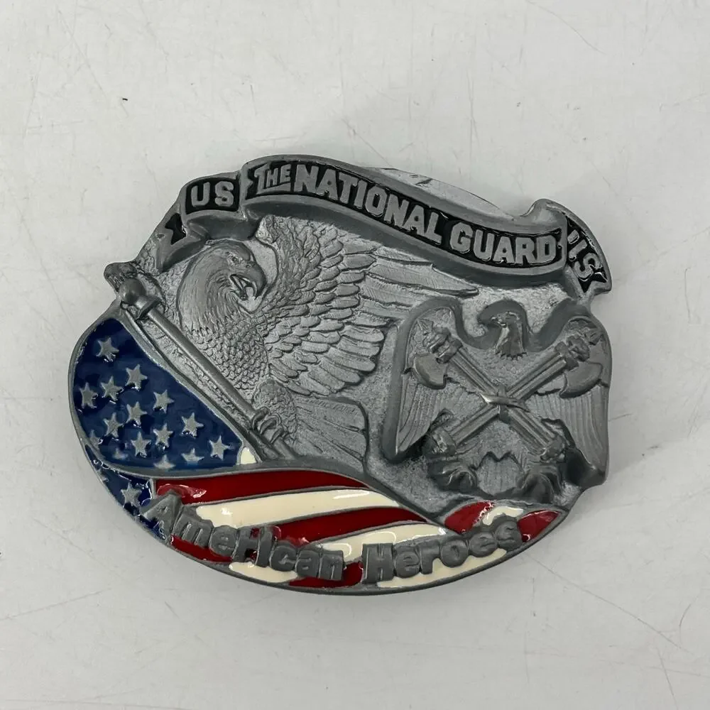 US National Guard Belt Buckle Great American Hero USA Pewter